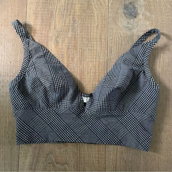 Free People Intimately Plaid V-Neck Cropped Bra Top Size: XS - Picture 9 of 11